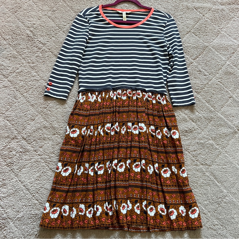 Matilda Jane Cotton Blend Striped Winsome Dress Preppy Minimalist Whimsical Sz S